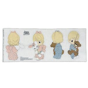 Vintage Precious Moments Fabric Panel Boy With Bear Girl With Bunny Pillow Panel